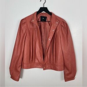 7 for all Mankind Faux Leather Coral Bomber